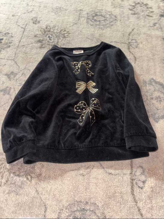 First Impressions Other - First Impressions Black Velour Sweatshirt with Gold Bow Accents